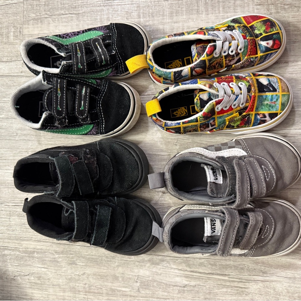Vans Kids Sneakers - Black, Green, Gray, and Multicolor
